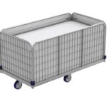 Carucior transport lenjerie, cu lift, pentru spalatorie textila, PRH-800, 90 KG, 79 x 144 x 78 cm